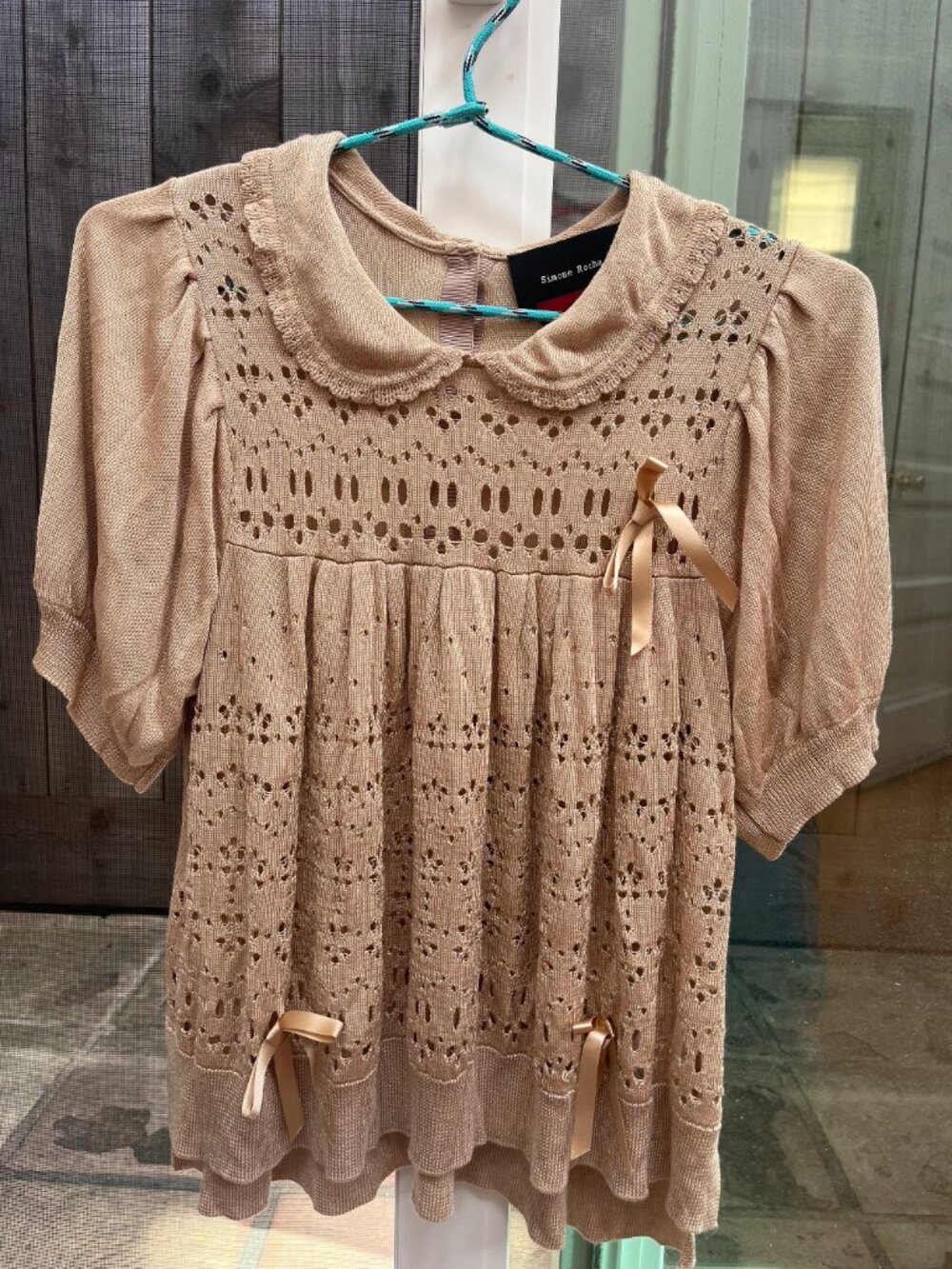 [EUC] Simone Rocha beige, taupe, tan colored knit blouse